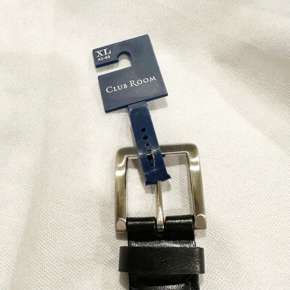 Club Room Black Faux Leather Holiday Snowflake Cheer Belt - Picture 2 of 7